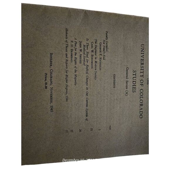 The university of Colorado studies volume xlv no. 22 November 1945 - Picture 4 of 6